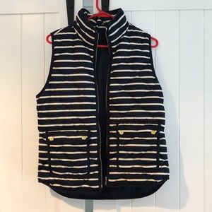 J.Crew navy/white vest and gold buttons